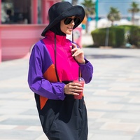 2024 populaire musulman maillot de bain contraste couleur longue couleur ensemble complet Hijab islamique tissu maillot de bain