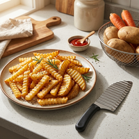 Ustensile de cuisine : Coupe-légumes manuel tranchant, coupe-ondulé à dents de loup en acier inoxydable pour frites de pommes de terre