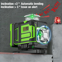 Niveau laser 4D 16 lignes avec trépied, faisceau vert, sonde de 1m, auto-nivelant, batterie lithium 18650 12V, qualité industrielle/bricolage