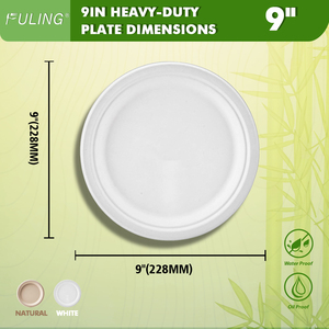 Fuling 9 Inch Wegwerp Composteerbare Papieren Borden Biologisch Afbreekbare Suikerriet Bagasse Natuurlijke Ongebleekte 9 "Diner Papieren Bord - Product Image 2
