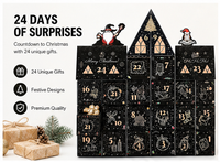 Caja Misteriosa Navideña de Lujo con Diseño de Castillo Negro, Caja de Regalo Personalizada OEM en Forma de Casa, de Cartón Rígido Corrugado, Color Dorado