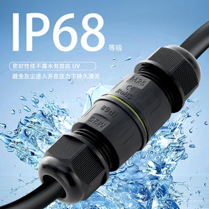Conector impermeable M25 de plástico negro, conector de cable de alta potencia de una entrada y una salida para uso en exteriores - Product Image 5