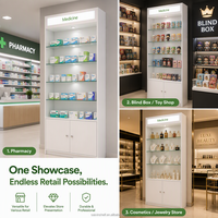 Vitrine de pharmacie sur mesure en verre trempé robuste avec éclairage LED, présentoir mural médical pour centres commerciaux et bijouteries
