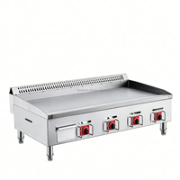 Plaque de cuisson professionnelle à gaz en acier inoxydable avec gril en fonte, 4 thermostats indépendants, précision 1°C