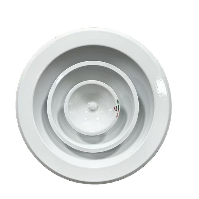 Adjustable Aluminum Round HVAC Air Diffuser with Damper & Adapter for Flexible Duct Connection Ventilation