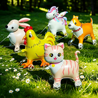 Ballons en aluminium animaux marcheurs avec roues, multicolores, imprimés en sérigraphie, mignons, à tirer, pour enfants, cadeaux de fête d'anniversaire en extérieur
