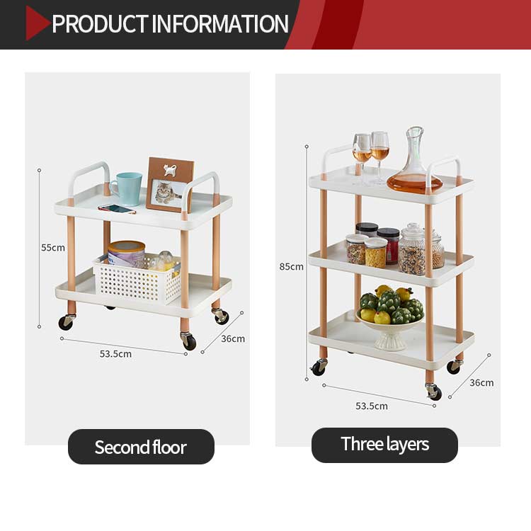 3 Tier Bathroom Kitchen Storage Cart With Wheels Plastic PP