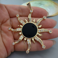Pendentif Soleil en Pierre Naturelle en Gros, Coquille MOP, Onyx Noir, Turquoise, Zircon Incrusté, Breloque Soleil Bohème pour Fabrication de Bijoux DIY