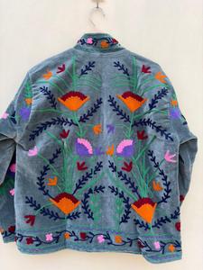 Hand Embroidered <b>Quilted</b> Velvet <b>Jacket</b> Women's Mandarin Collar Full Sleeve Floral <b>Pattern</b> Quick Dry Winter Autumn Wear Single - Product Image 5
