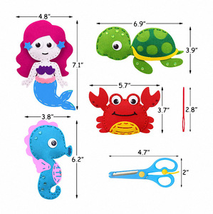 Débutant enfants bricolage animaux de la mer <span class=keywords><strong>sirène</strong></span> feutre en peluche Kit fournitures d'art éducatif pour garçons filles faire leur propre océan pour la couture - Product Image 3