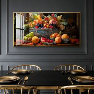 Cuadro Decorativo de Lujo para Sala de Estar, Pintura de Frutas y Cocina, Pintura en Porcelana de Cristal, Impresión Vertical Grande, Arte de Pared para Comedor con LED - Product Image 2