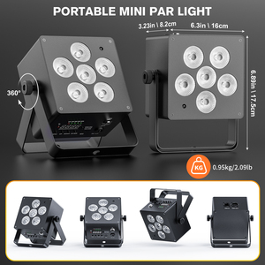 50W rgbwa + UV 6-in-1 có thể sạc lại pin LED PAR có thể sân khấu ánh sáng DMX512 ứng dụng điều khiển từ xa vuông DJ Par đèn - Product Image 6