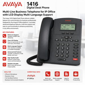 Téléphone de bureau numérique Avaya 1416, téléphone professionnel multi-lignes pour IP Office avec écran LCD, prise en charge multilingue - Product Image 5