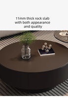 Ensemble de table basse ronde moderne avec tiroir de rangement, table d'appoint en verre, meubles de salon multifonctionnels