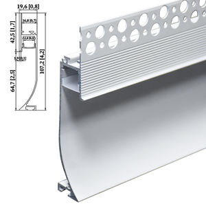 18107 LED battiscopa profilo in alluminio incorporato installazione incassata assemblata con striscia LED per luce decorazione interna - Product Image 6
