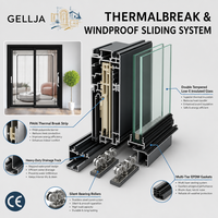 Porte coulissante en aluminium à rupture de pont thermique GELLJA, double vitrage en verre trempé pour balcon, patio, villa en Europe