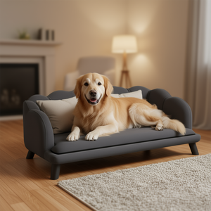 Lit pour animaux de compagnie pour chiens de taille moyenne et grande, coussin en mousse gris anthracite, design moderne, utilisation dans le salon, modèle D0100X3XGK2 - Product Image 2