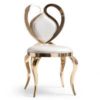 Chaise de salle à manger de luxe en acier inoxydable doré, design moderne, pour usage extérieur et hôtelier, personnalisable, pour événements, mariages, en cuir PU