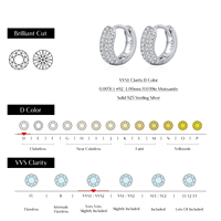 Boucles d'oreilles créoles de luxe en argent sterling 925 avec moissanite étincelante 0,46 carat de clarté VVS1 pour femme, bijoux raffinés