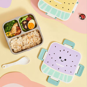 กล่องข้าวเด็กแบบแบ่งช่อง 3 ช่อง สแตนเลส 304 สีตามสั่ง ปลอดสาร BPA ใช้กับไมโครเวฟ<span class=keywords><strong>ได้</strong></span> ป้องกันการรั่วซึม - Product Image 1