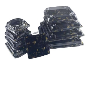 Boîte à <span class=keywords><strong>sushi</strong></span> et sandwich carrée durable en PET de qualité alimentaire, jetable, avec couvercle, de haute qualité, en forme de feuille d'or, pour emporter - Product Image 1