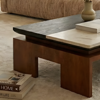 Table basse rectangulaire minimaliste italienne en marbre naturel, plateau combiné, écologique, personnalisable, table de salon de luxe