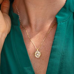 Collana di Diamanti con <span class=keywords><strong>Nodo</strong></span> d'Amore, 1/5 CTTW, Placcata in Oro Giallo 14kt, Catena Sportiva da Donna - Product Image 2