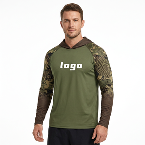Vente en gros de chemises de pêche sportives unisexes personnalisées avec logo, en spandex/polyester, respirantes, à séchage rapide, avec capuche, taille plus, impression par transfert thermique - Product Image 1