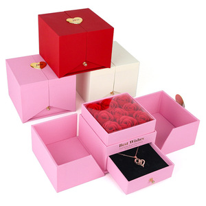 Ngày Valentine Lãng Mạn Củ<span class=keywords><strong>a</strong></span> Chín Hoa Hồng Hộp Quà Tặng Bao Gồm Đồ Trang Sức Set Với Nhẫn Bông Tai Vòng Cổ & Mặt Dây Chuyền Cho Bán Buôn - Product Image 6