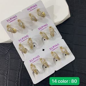XUPING Jewelry Wholesale Copper Alloy 14K Gold Color Plated Synthetic Cubic Zirconia Stone Fashion <strong>Small</strong> Huggie <strong>Women</strong> <strong>Earrings</strong> - Product Image 2