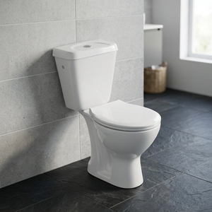 โถสุขภัณฑ์เซรามิกแบบสองชิ้น Aqua Pan ระบบ Washdown แบบ Dual Flush พร้อม P-Trap ต่ำ ติดตั้งบนพื้น - Product Image 2