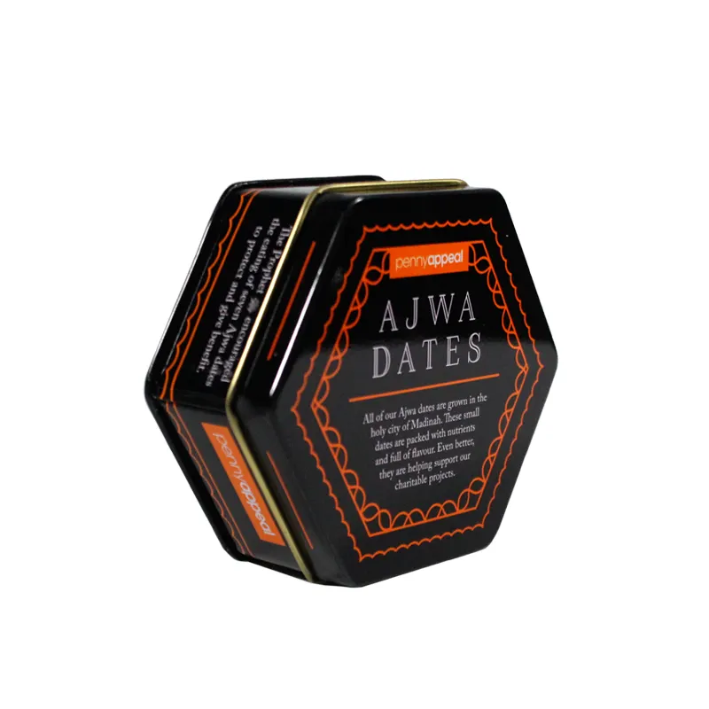 High Quality Custom Tinplate Hexagon Box Pet Food Nuts Cookies Chocolate Tin Metal Tin Can Package
