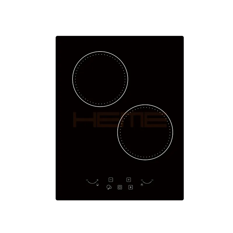 Integrierte Kochplatte chinesischer Hersteller schwarze Keramik Glas 2 Brenner Keramik elektrische Kochplatte mit CB-Zertifizierung