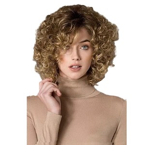 Parrucche Europee e Americane, <span class=keywords><strong>Capelli</strong></span> Afro Ricci Marroni Voluminosi, Produttore di Parrucche Corte Ricci Voluminose - Product Image 5
