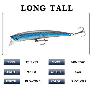 Señuelo duro tipo Minnow XY-331 de 9.5cm y 7.6g con anzuelo triple y sonajero para pesca de lubina en aguas medias. - Product Image 5