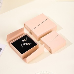 Foldable Pink Jewelry <b>Box</b> Luxury Rigid Cardboard Jewelry 2 Door Magnetic Necklace <b>Earring</b> Ring <b>Gift</b> Packaging <b>Box</b> - Product Image 3