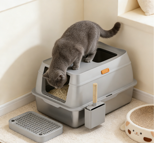 OEM Neuerscheinung Extra Große Kunststoff- & Metall-Katzentoilette mit Vollständig Geschlossenem Anti-Spritz-Deckel 20L Fassungsvermögen für Große Katzen - Product Image 6
