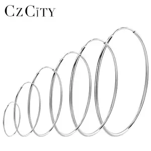 Hoop Earring Women CZCITY Big Circle 925 Sterling Hoop Earrings Bulk Custom Earrings Huggie Silver Trendy Big Hoop Earring Women