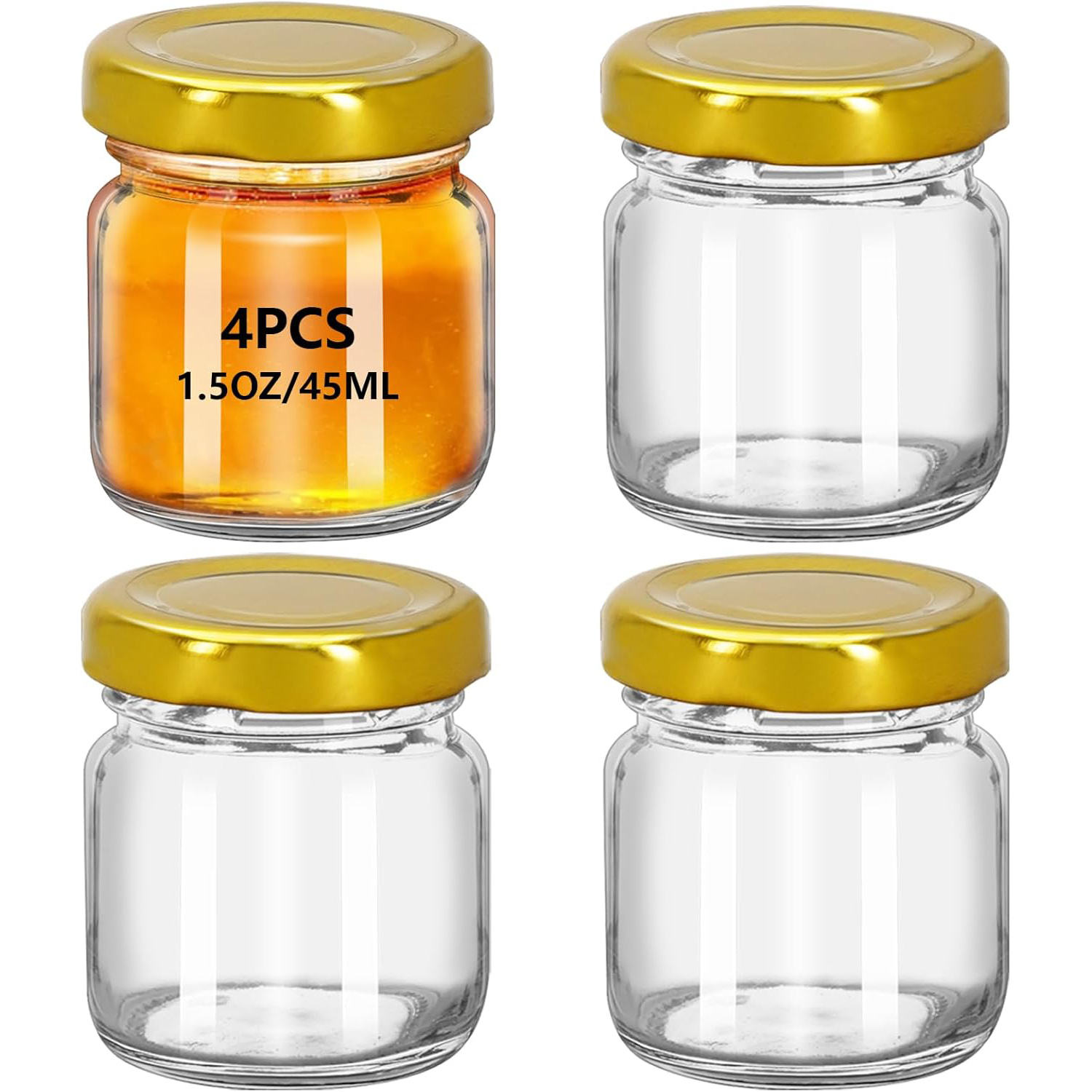 Pot transparent avec couvercle doré