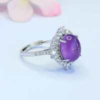 Aiyu Wholesale Natural Amethyst Claw-Set Rings Gemstone Rings Live E-commerce S5111802L