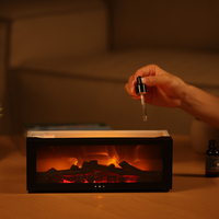 Diffuseur d'arômes et d'huiles essentielles avec source d'alimentation USB, télécommande, effet flamme 3D, humidificateur à brume et lumière colorée