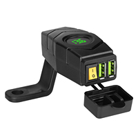 Chargeur rapide double USB 12-24V pour moto avec voltmètre numérique 72W, fixation guidon, vente en gros usine