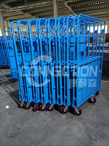 Carro contenedor de metal plegable de soldadura de acero plegable de alta calidad y resistente - Product Image 6