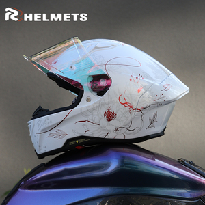 Casque de moto pour hommes et femmes Casque de moto quatre saisons avec aileron arrière Casque complet certifié 3C Certification DOT - Product Image 4
