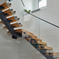 Escaliers flottants en bois massif au design élégant Escaliers mono modernes faits à la main avec marches en chêne