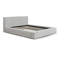 Lit Confortable et Doux avec Tête de Lit en Bois, Tissu Bouclé Gris, Disponible en Tailles Simple, Double, Queen et King – Offre Spéciale