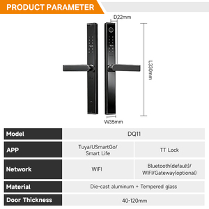 กุญแจล็อคประตูบานเลื่อนอลูมิเนียมกันน้ำสำหรับภายนอกอาคาร รุ่น DQ11 UIELOCK ระบบดิจิตอล รหัสผ่าน Tuya WiFi ไบโอเมตริกซ์ สแกนลายนิ้วมือ ระบบรักษาความปลอดภัยอัจฉริยะผ่านคลาวด์ - Product Image 2