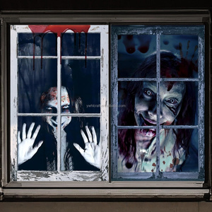HLC Halloween: Pósteres Gigantes Sangrientos para Ventanas, Adhesivos para Ventanas, Decoración de Fiesta, Cubierta para Puerta de Casa Encantada para Dormitorio Escolar Espeluznante - Product Image 1
