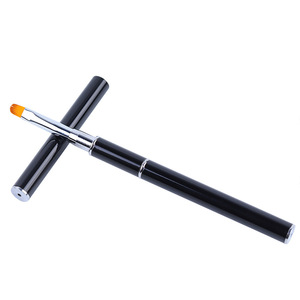 Pinceau à ongles double tête 2-en-1 avec spatule de mélange de gel et stylo applicateur à manche métallique pour manucure en salon - Product Image 4