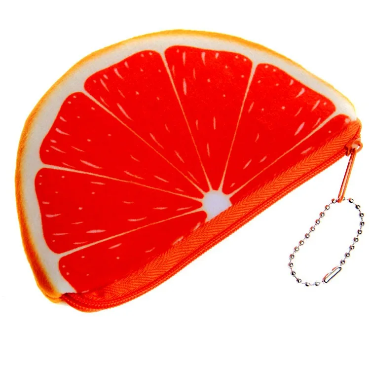 New Creative fruit shape key bag cheaper zipper wallet bag cute tiny purse kids plush coin purse bag